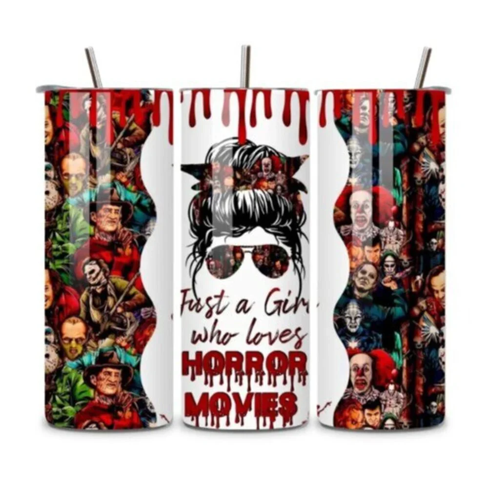 Just A Girl Who Loves Horror Movies 20oz Stainless Steel Tumbler